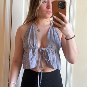 Tie front halter top